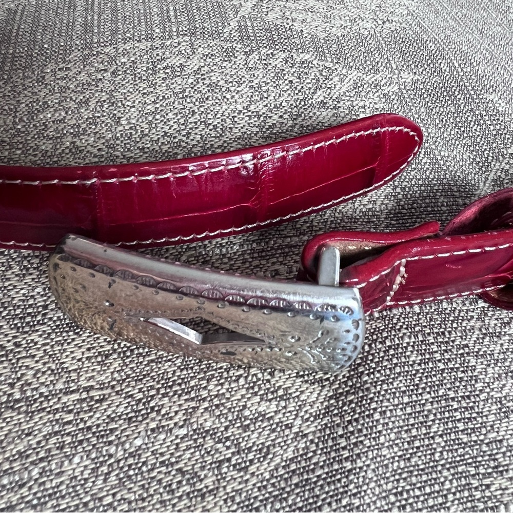 Brighton Red belt with silver accents size S/M 32 - Picture 6 of 7